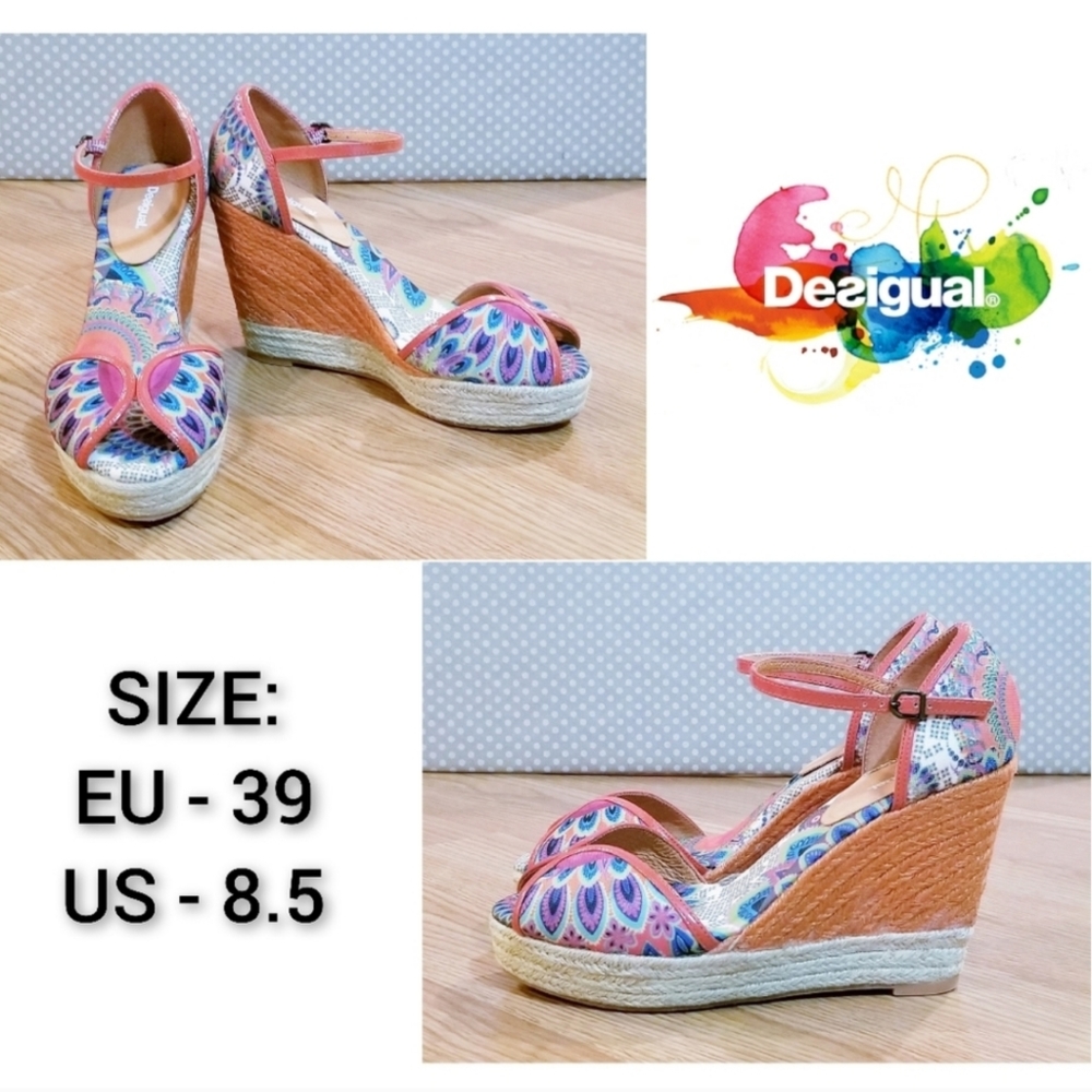 DESIGUAL Espadrille Wedge Sandals - Size 39 EU/8.5US